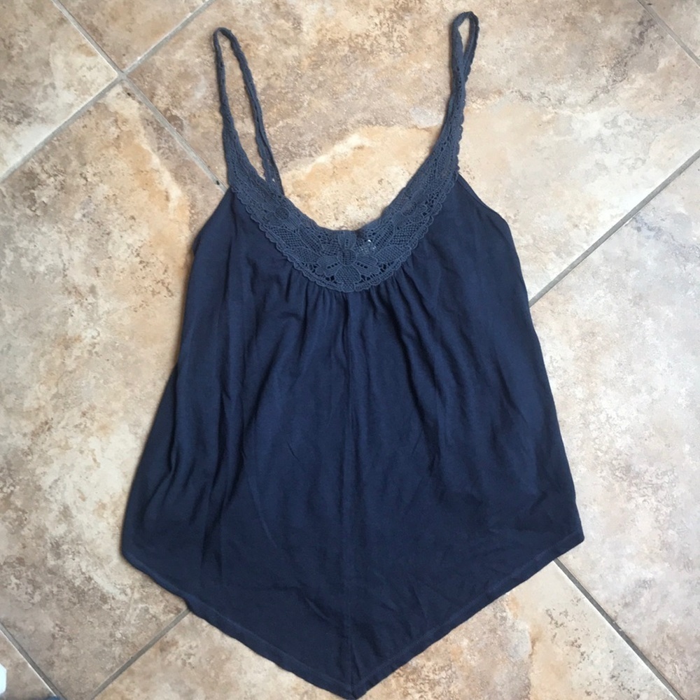AEO flowy blue lace trim tank